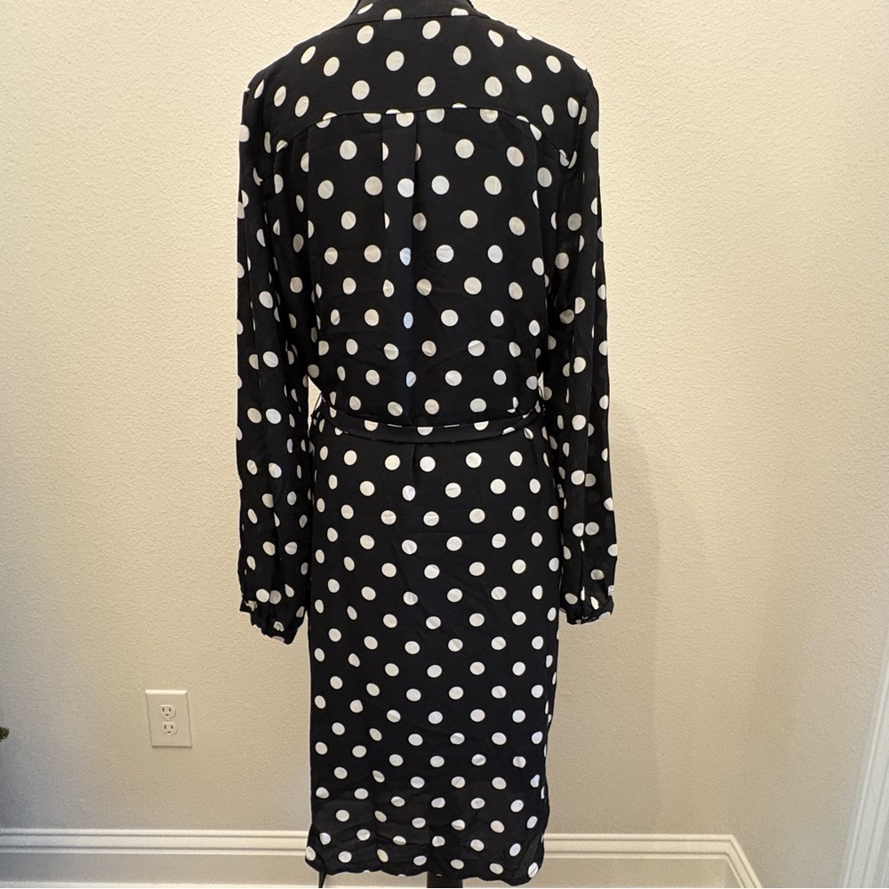 Banana Republic Long Sleeve Black Dress with White Dots - Picture 3 of 5